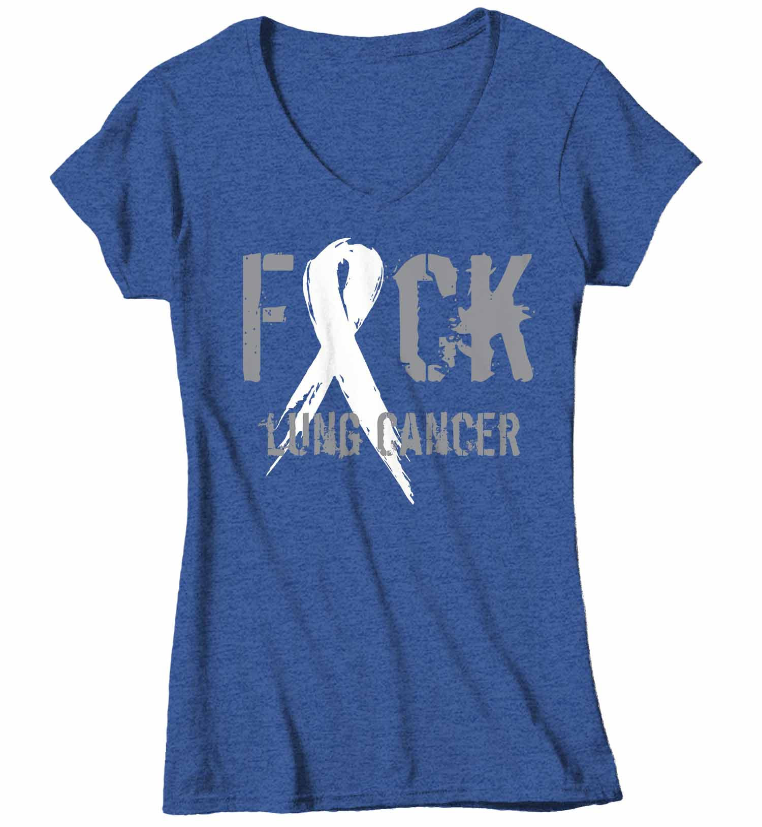 Women's Fck Lung Cancer T Shirt White Ribbon Cancer Shirt | Etsy