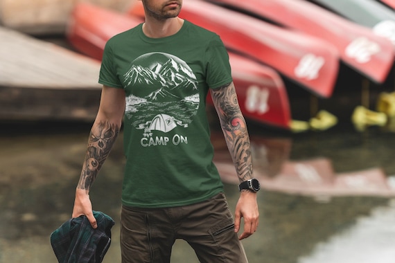 Men's Camping Shirt Adventure T Shirt Hipster Camper Shirt Tshirt For Camp On Nature Mountains Tent Hiking Unisex Man Soft Tee