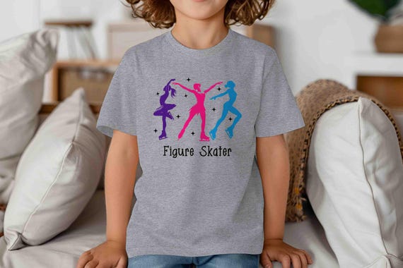 Kids Funny Ice Skating Shirt Figure Skater TShirt Saker Girl Skate T-Shirt Gift Funny T Shirt Stars Retro Tee Gift Idea Youth Unisex