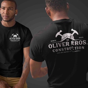 Men&#39;s Custom Construction Shirt Personalized Builder House Refinish T Shirts Contractor Logo Hammer TShirt Unisex Mans Gift Idea