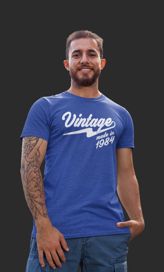 Men's Vintage Made In 1984 Birthday T Shirt Born In 84 40th Swoosh TShirt Gift Idea Men's Unisex 40 Year Old Unisex Man Tee