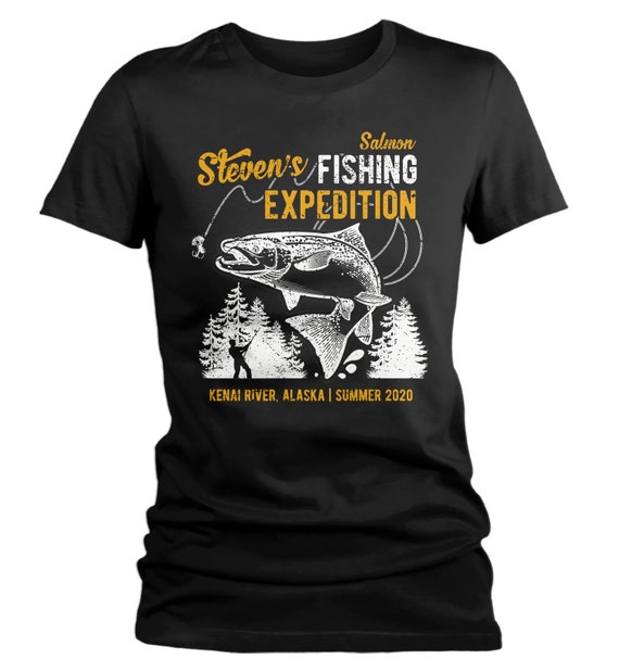 Women's Personalized Salmon Fishing T-shirt Fisherman Trip Expedition Tee  Shirt Men's Gift Custom Salmon Shirts -  Australia