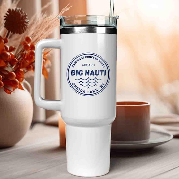 40 Oz Tumbler Boat Gift Custom Boat Tumbler XL Handle Handled Captain Cup To Go Boater Gift Boating Accessories Accessory Nautical Drinkware