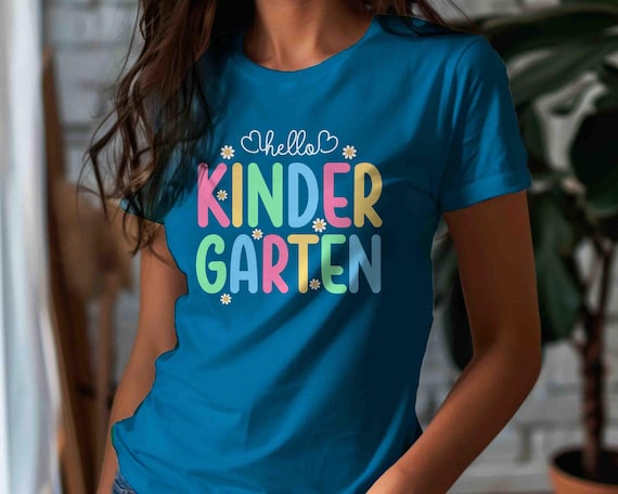 Men's Cute Kindergarten Shirt Teacher TShirt Daisies Flower Daisy T-Shirt Hello Kindergarten T Shirt Boho Teaching School Unisex Gift Idea