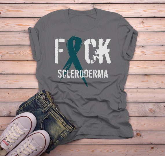 Men's F*ck Scleroderma T Shirt Teal Ribbon Scleroderma Awareness Shirt