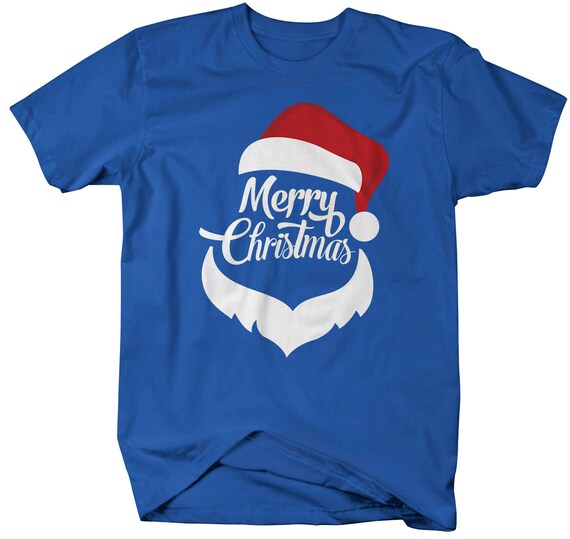 Men's Merry Christmas Santa Hat Beard T-Shirt Xmas Shirts By Sarah Tee