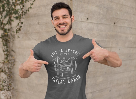 Men's Personalized Cabin Shirt Life Is Better At Camp T Shirts Woods Trees Custom Vacation Shirt Camping TShirts For Man Unisex Tee