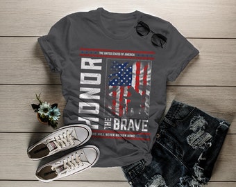 Women's Memorial Day T-Shirt Patriotic Honor The Brave United States Shirt Tee