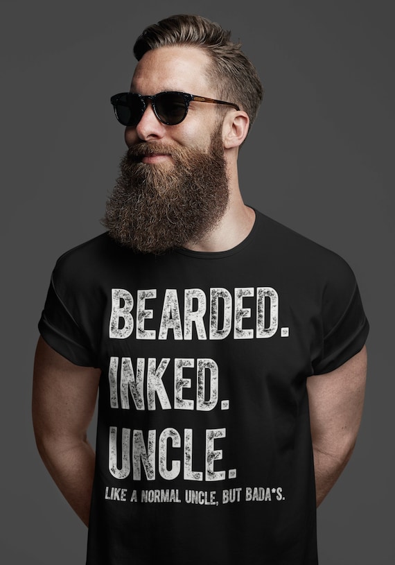 Men's Men's Uncle T Shirt Bearded Inked Shirts Like Normal Uncle But Bada*s Funny Shirts Men's Unisex Gift For Uncle TShirt