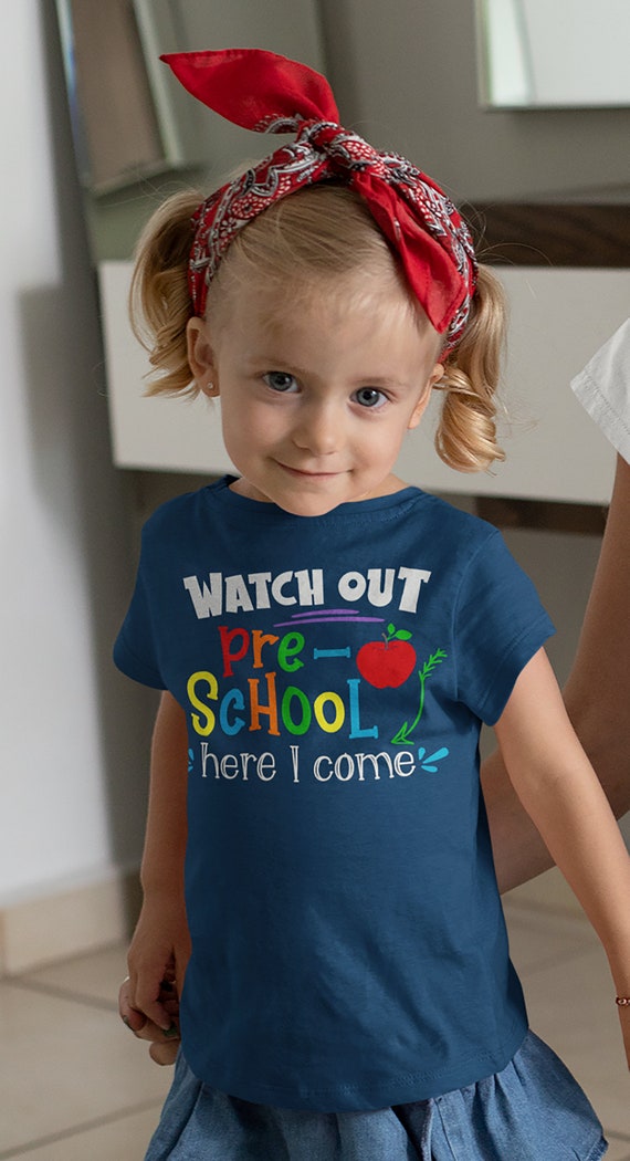 Kids Preschool T Shirt Pre School Shirt Boy's Girl's Watch Out Here I Come Cute Back To School Shirt