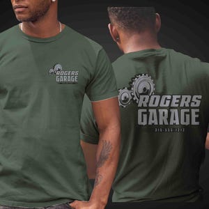 Men&#39;s Custom Mechanic Shirt Personalized Garage Auto Piston Gear Wheel Shirt Repair Tee Logo Car Fix Shirt T-Shirt Name Business Unisex