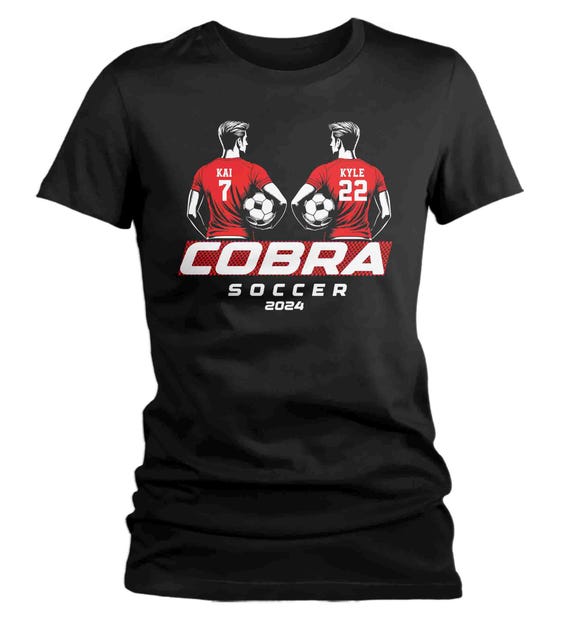 Women's Personalized Soccer T Shirt Custom Soccer Helmets Shirt Personalized Soccer Mom 2 Players Two Boys Custom Ladies Gift Idea