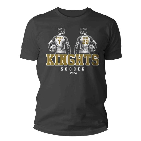 Men's Personalized Soccer T Shirt Custom Soccer Senior Shirt Personalized Soccer Dad Mom 2 Players Two Boys Custom Unisex Gift Idea