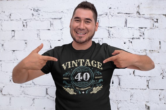 Men's Vintage Tshirt 40th Birthday T Shirt Whiskey Label Shirt 40 Year Old Gift Idea Birthday For Men Unisex Tee