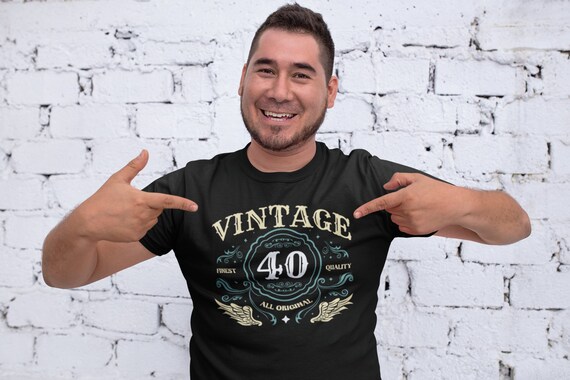 Men's Vintage Tshirt 40th Birthday T Shirt Whiskey Label Shirt 40 Year Old Gift Idea Birthday For Men Unisex Tee