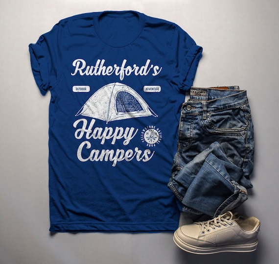 Men's Personalized Camping T Shirt Happy Campers Shirt Custom Graphic Tee Camping Trip Tent Outdoor