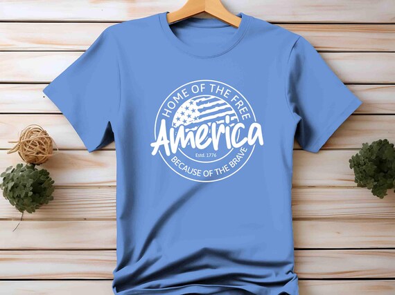 Men's Patriotic America Shirt Home Of Free TShirt Because Of Brave T-Shirt 4th July T Shirt Vintage Logo Americana Badge Unisex Patriot Gift