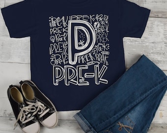 Kids Cute Pre-K T Shirt Typography Cool Tee Boy's Girl's Grade Pre-Kindergarten Back To School TShirt