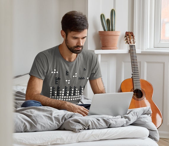 Men's Piano Shirt Pianist TShirt 8 Bit Vintage Music T Shirt Musician Gift Music Teacher Gift Keyboard Unisex Soft Graphic Tee