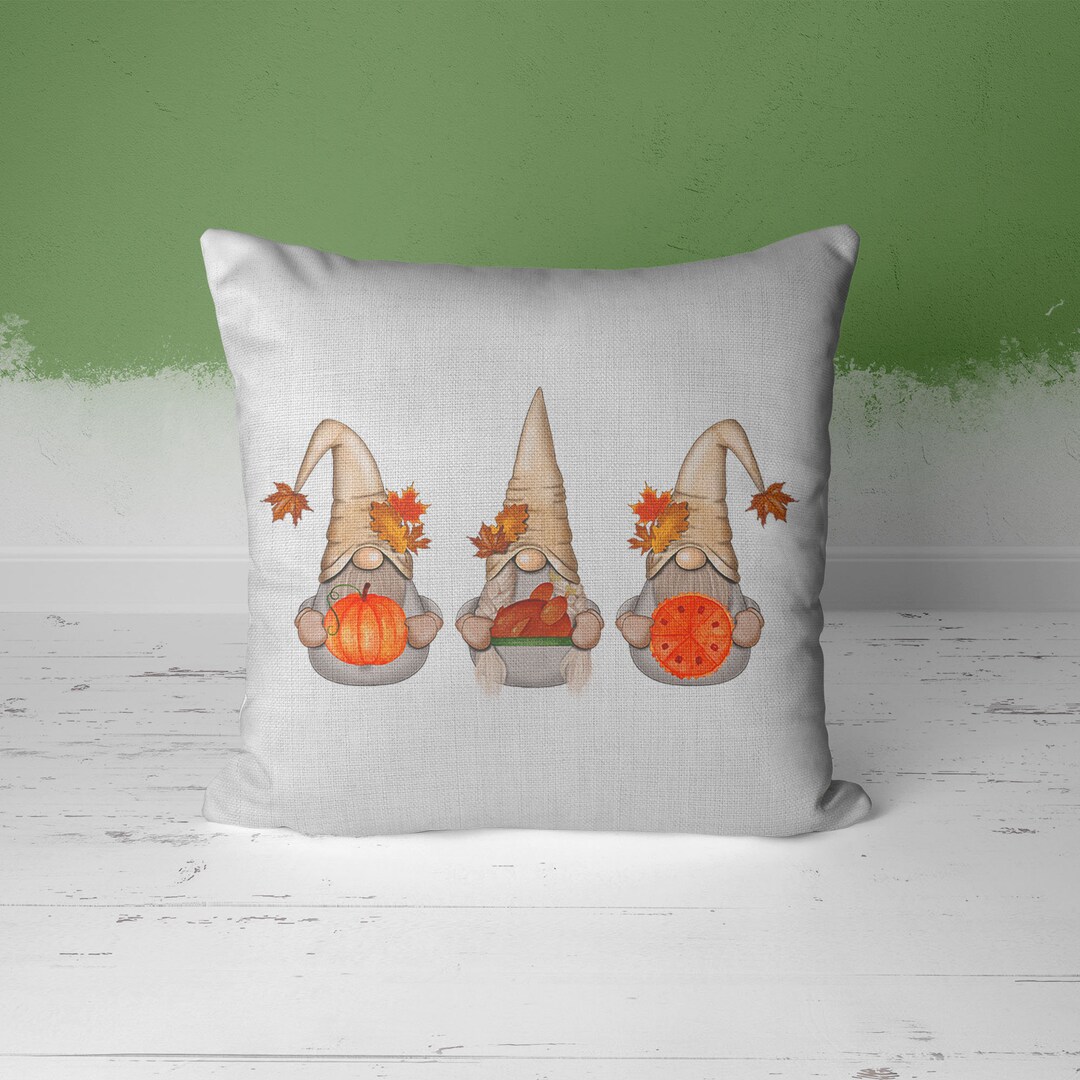 Thanksgiving Gnomes Pillow Cover Cute Fall Pumpkin Vintage Fall Throw