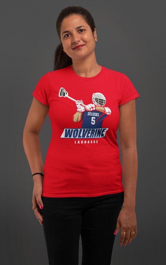 Women's Personalized Lacrosse Shirt Custom Team TShirt Customizable Player Logo LAX Dad Athletic Apparel Modern Team Ladies Shirts Gift Idea