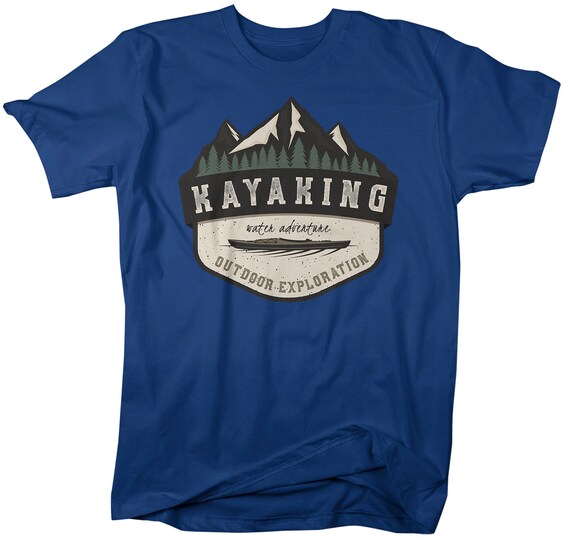 Men's Kayaking Shirt Water Adventure Shirts Kayak Graphic Tee Retro Vintage Shirt Hipster Shirts