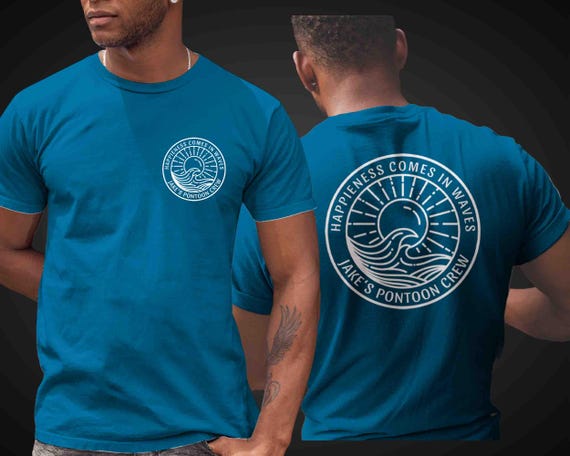 Men's Personalized Boat Gift Custom Shirts Cruise Nautical Yacht Wave Modern T Shirts Line Art Boater TShirt Vacation Unisex Mans Gift Idea