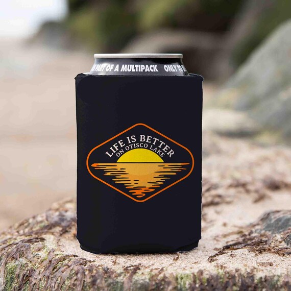 Personalized Camping Cozie Lakehouse Lake Can Cooler Boater Camp Camper Outdoor Foam Soda Bottle Can Hugger Men's Gift Idea Custom Kozie