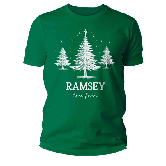 Men's Personalized Farm T Shirt Custom Tree Pine Vintage Christmas Name Shirt Personalized Fir Farmer Logo Trees Rustic Men's Gift Idea