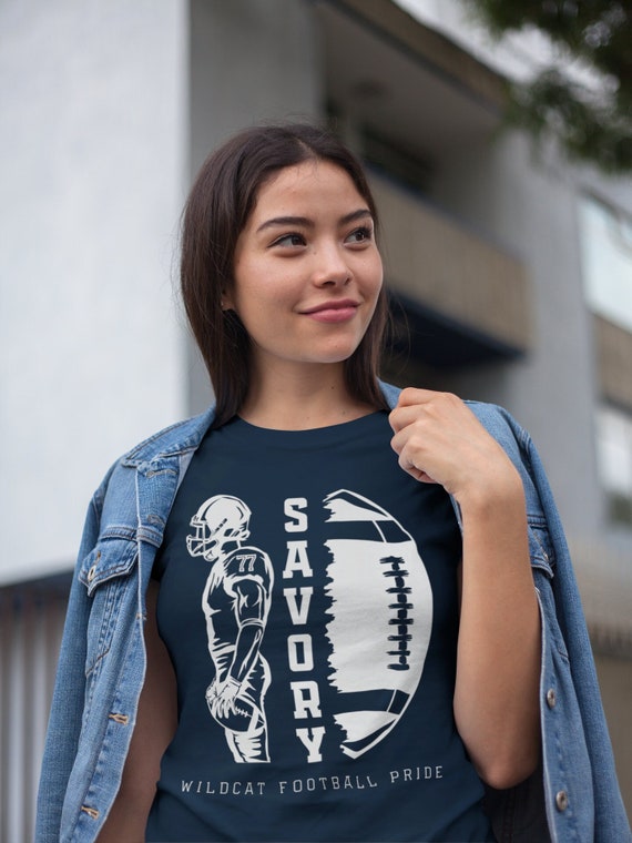 Women's Personalized Football Shirt Custom Football Player Standing Shirts Football Mom Football Name T Shirt Ladies Gift Idea