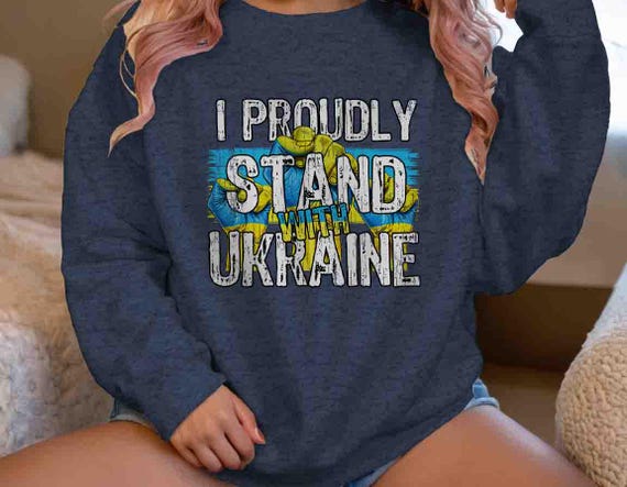 Men's Proudly Stand Ukraine Sweatshirt Stop Oppression Crewneck Save Ukrainian Flag Fist Anti Maga Gift Idea Unisex Tee Men Grunge FDT