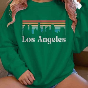Men&#39;s Los Angeles Sweatshirt CA Shirt Skyline City California Pullover Crewneck Gift Travel Tour Tourist Graphic Tee State City West Coast