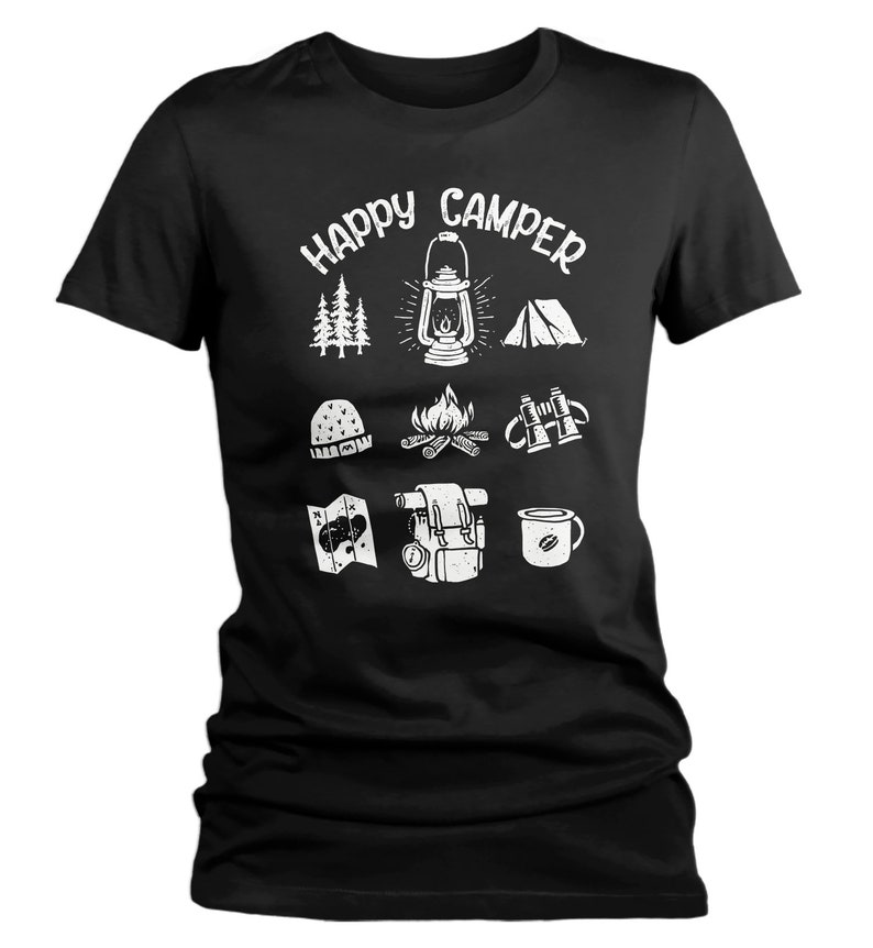 Women's Happy Camper Tshirt Camping Shirts Graphic Tee Etsy