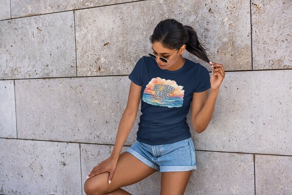 Women's Personalized Vacation Sunrise T Shirt Custom Beach Ocean TShirts Tropical Group Shirts Matching T Shirt Ladies Gift Idea