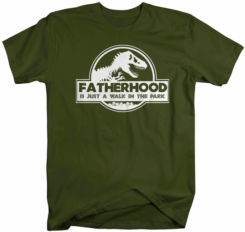 Men's Funny Dad T Shirt Father's Day Gift Fatherhood Walk In The Park Shirt Dinosaur Shirt T Rex Shirt image 6