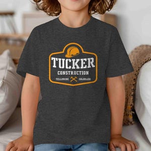 Kid&#39;s Custom Construction Shirt Personalized Builder Hardhat Hammer Remodeling T Shirts Home Contractor Logo Business TShirt Unisex Gift