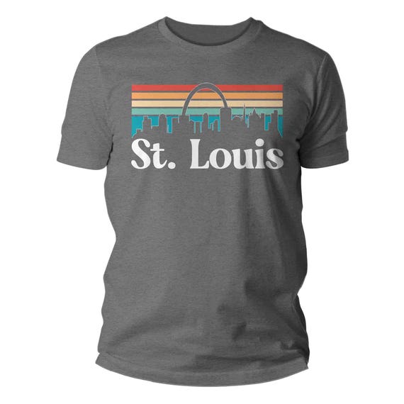 Men's St. Louis Shirt Missouri Shirt Skyline City MO T Shirt Gift Travel Tour Gift Tourist Unisex Soft Graphic Tee Sky State City Midwest