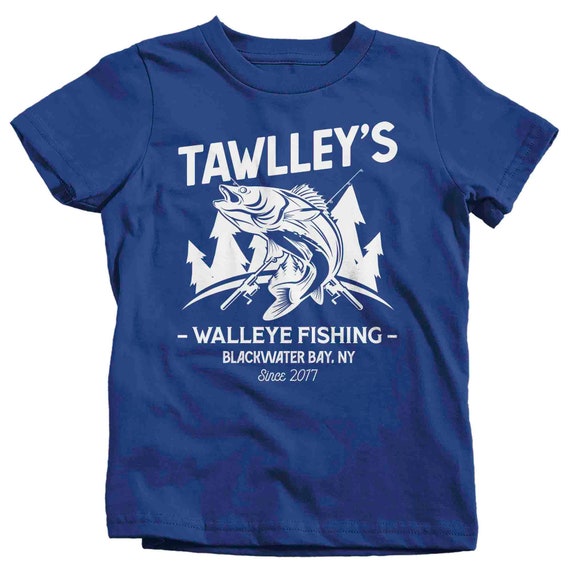 Kids Personalized Fishing T-Shirt Fisherman Trip Walleye Fishing Shirt Expedition Tee Shirt Men's Gift Custom Shirts Youth