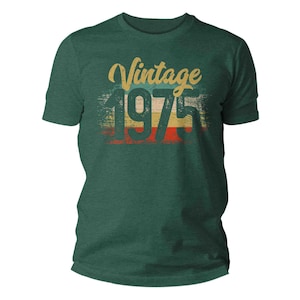 Men&#39;s Vintage 1975 Birthday T Shirt 50th Birthday Shirt Fifty Years Gift Grunge Bday Gift Men&#39;s Unisex Soft Tee 50 Bday Unisex Man