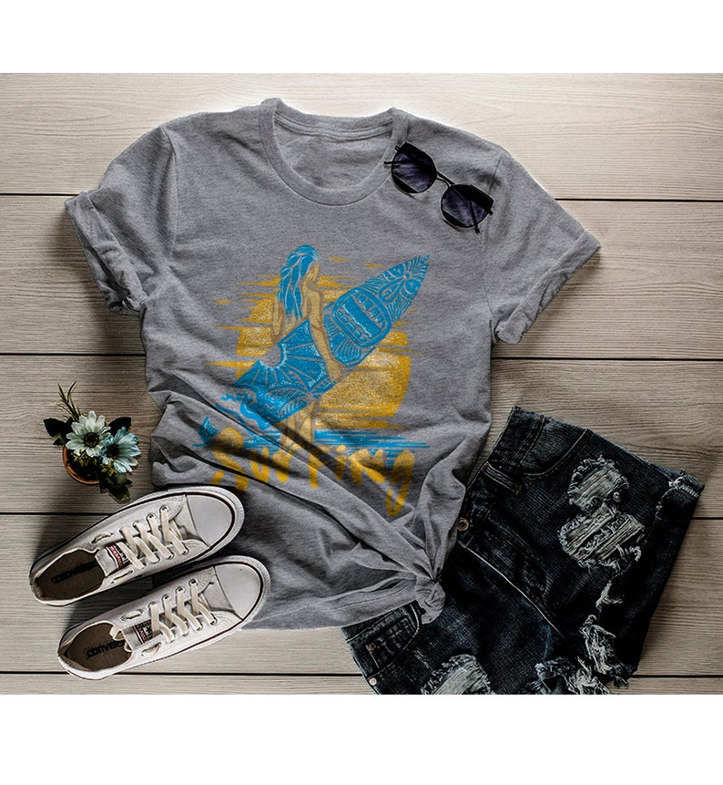 Women's Surfing T Shirt Surf Graphic Tee Vacation Beach Etsy