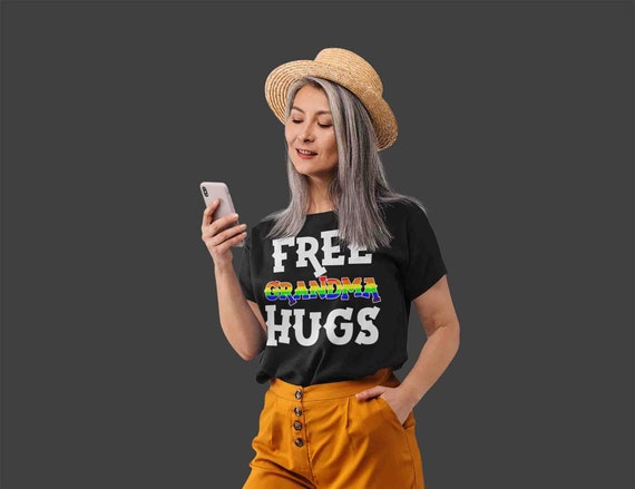 Unisex LGBTQ T Shirt Free Grandma Hugs Shirt Gay Pride LGBTQA Shirts Nana Hugs TShirt Gay Support Shirts Proud Men's Man