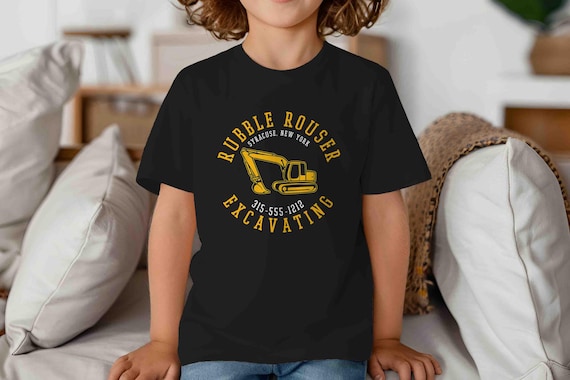 Kid's Custom Construction Shirt Personalized Company Excavating Dig Demo Clear T Shirts Hammer Contractor Logo Business Tee Unisex Boy's
