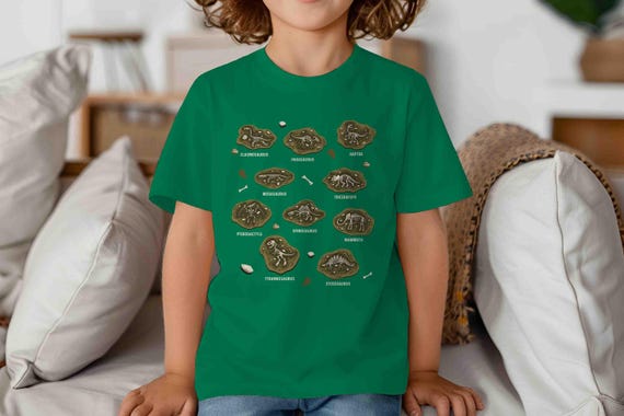 Kids Dinosaur Fossil Shirt Dinosaur Skeleton Record Bones Dig Dino Shirt T-Shirt Paleontologist Gift Scientist Paleontology Tee Youth Unisex