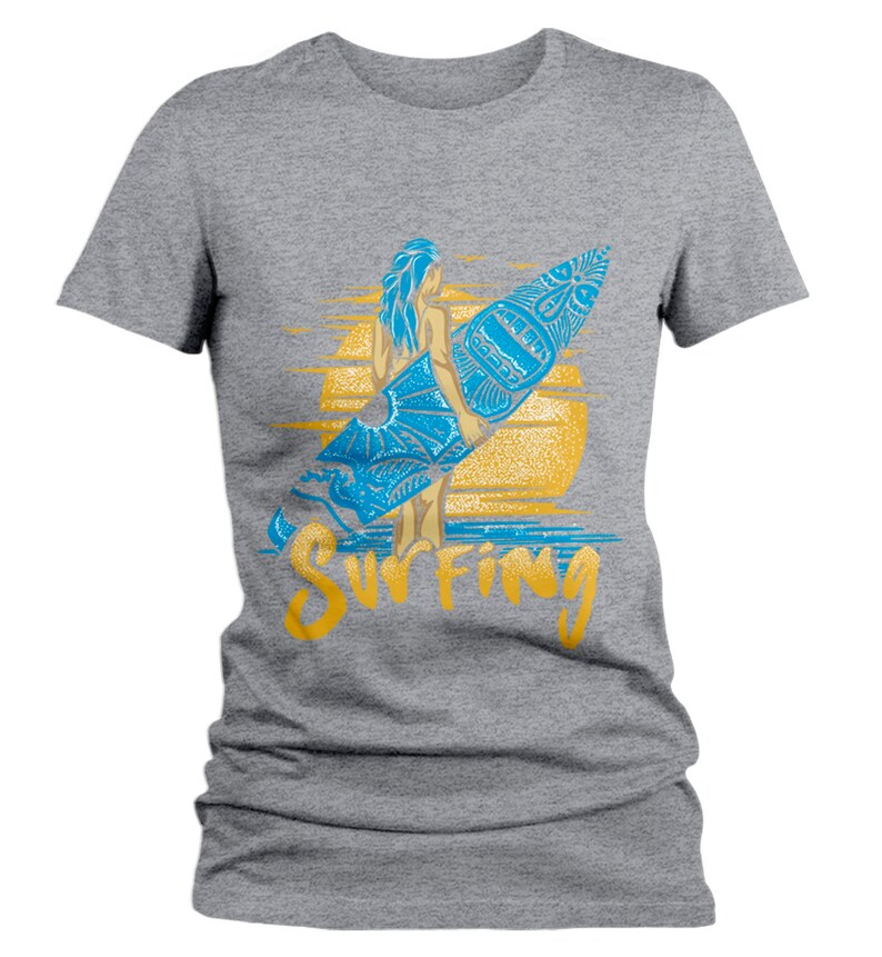 Women's Surfing T Shirt Surf Graphic Tee Vacation Beach Etsy