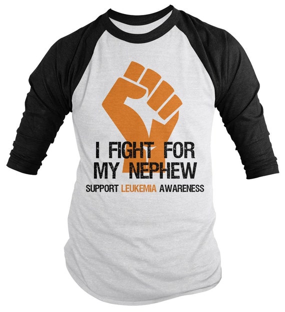 Shirts By Sarah Men's Luekemia Fist Shirt Fight For Nephew 3/4 Sleeve Raglan Awareness Shirts
