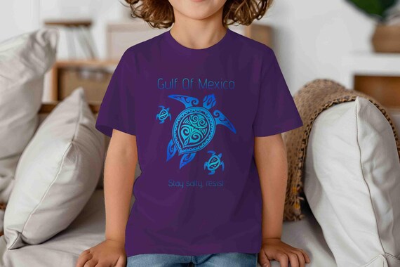Kids Funny Gulf Of Mexico Shirt Forever Shirt Stay Salty T-Shirt Gift Idea Anti Maga Sea Turtle Gulf of America Unisex Graphic Tee Youth