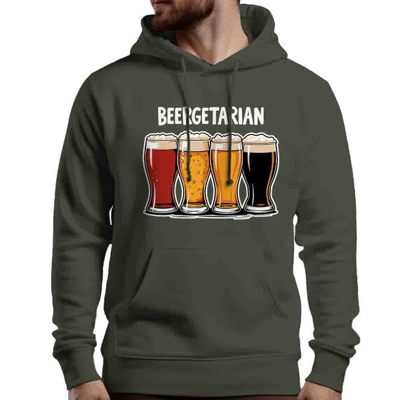 Men's Funny Beergetarian Hoodie Beer TShirt Gift Idea For Him Joke Humor Craft Brewery Brew Unisex, Suds Brewing Hooded Pullover Unisex Man
