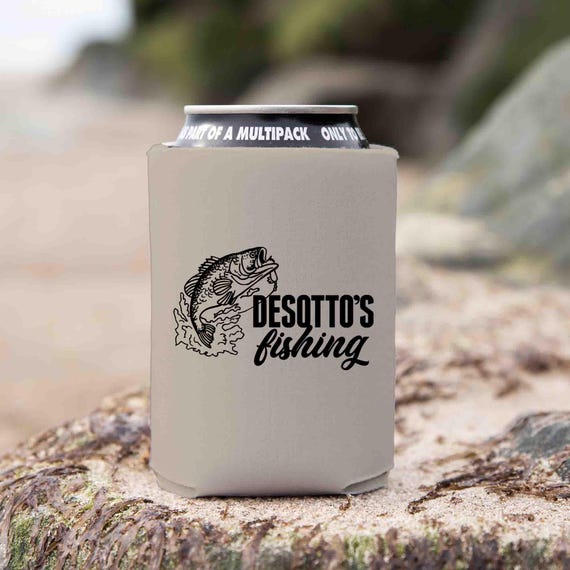 Personalized Fishing Cozie Fisherman Bass Fishing Can Cooler Bass Fish Foam Soda Bottle Can Hugger Men's Gift Idea Custom Kozie Catch Fish