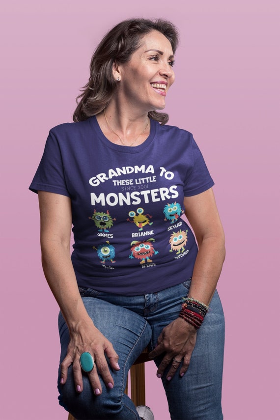 Women's Personalized Grandma T Shirt Grandma Shirt to Little Monsters Cute Custom Grandma Gift Idea Mother's Day Gifts