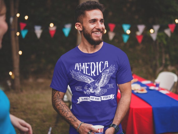 Men's Vintage America T-Shirt Vintage Patriotic Shirts 4th July T-Shirt Eagle Shirt Since 1776 Independence Day Shirts